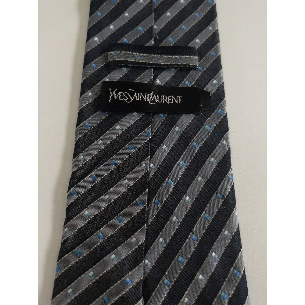 Yves Saint‎ Laurent Necktie YSL Blue And Gray